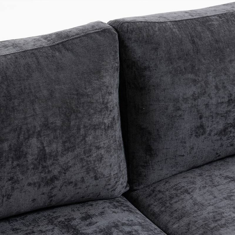 Chenille Upholstered 3 Seater Sofa, Cloud Sofa with 2 Pillows, Deep Seat Sofa with Storage Pocket for Living Room, Apartment