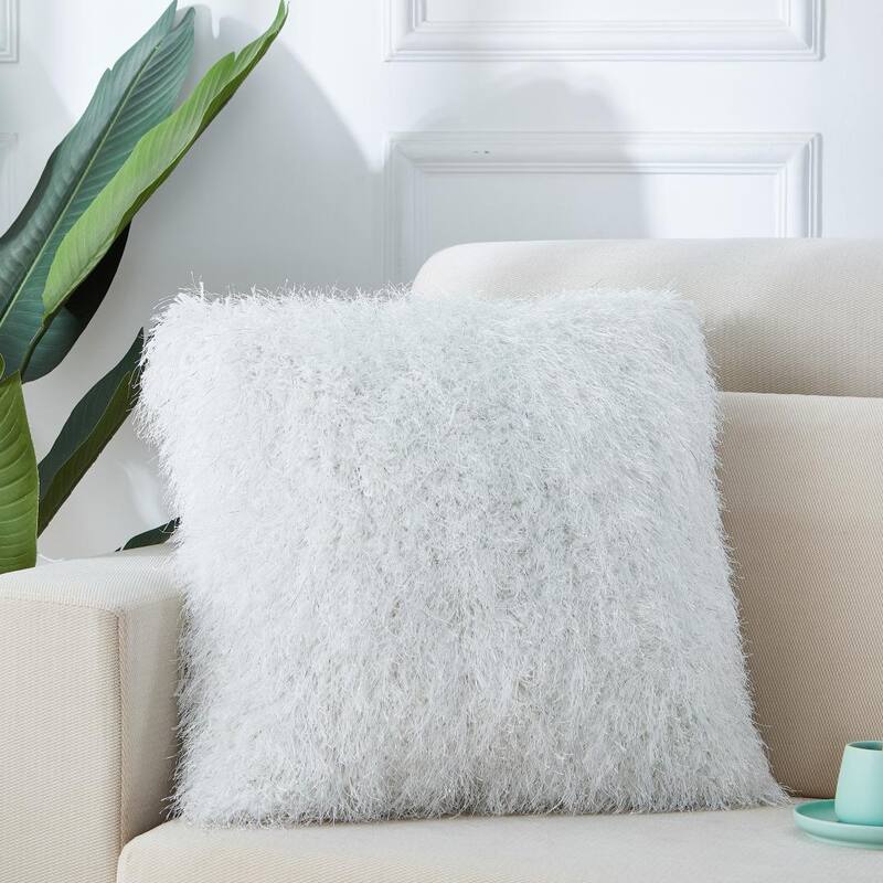 Manhattan Collection Shag Pillow - White