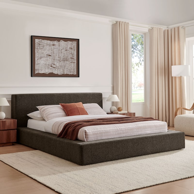 Luma Chenille Upholstered Platform Bed Frame - Java - King