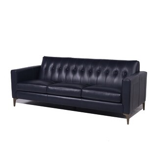 Vansjo Navy Leather Tufted Sofa