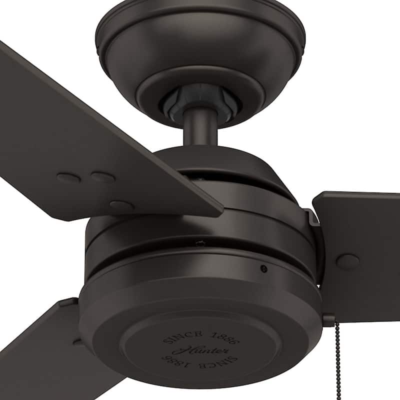 Hunter 52" Cassius Outdoor Ceiling Fan with Pull Chain, Damp Rated - Industrial, Contemporary, Farmhouse