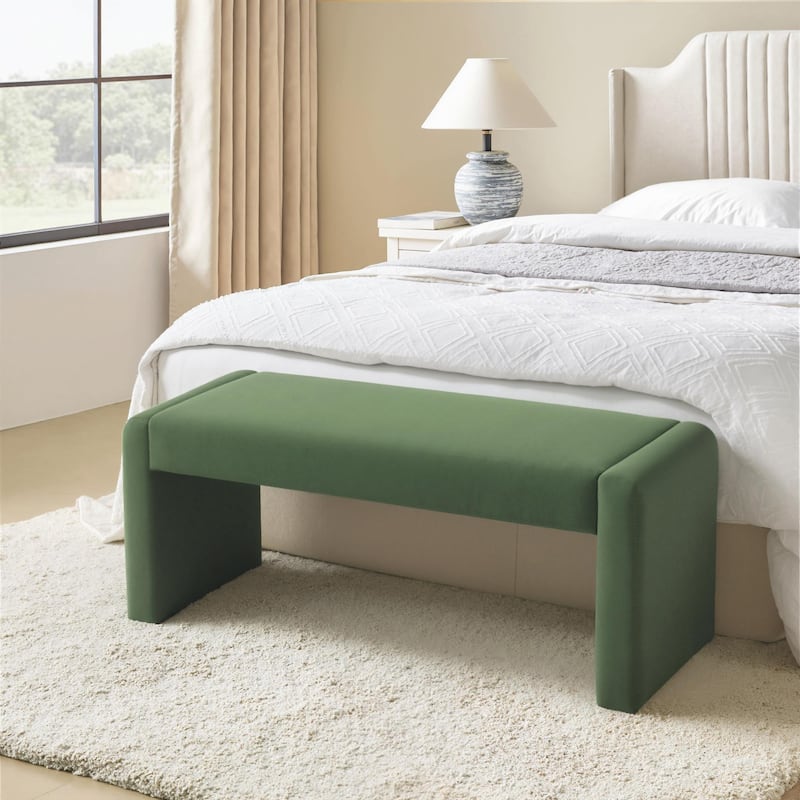 Velvet/Faux Leather Entryway Bench End of Bed Bench Upholstered Modern Window Bench for Dining Room/Bedroom