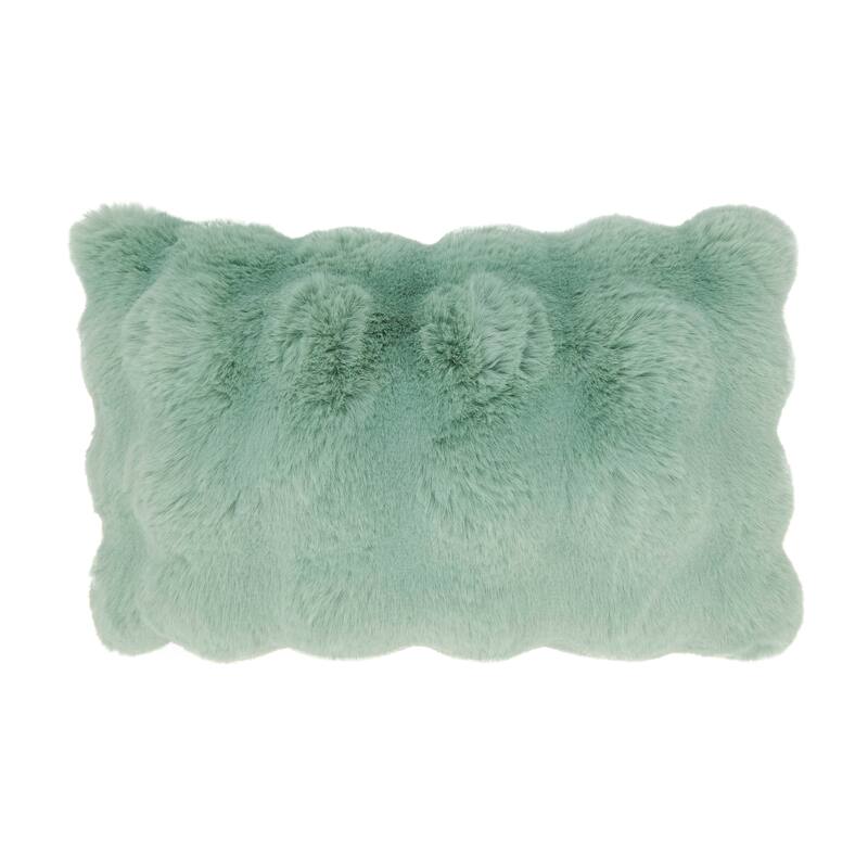 Plush Faux Fur Throw Pillow - Ultra-Soft Textured Accent for Sofa, Bed & Cozy Layered Styling - 12"x20" - Polyester - Mint