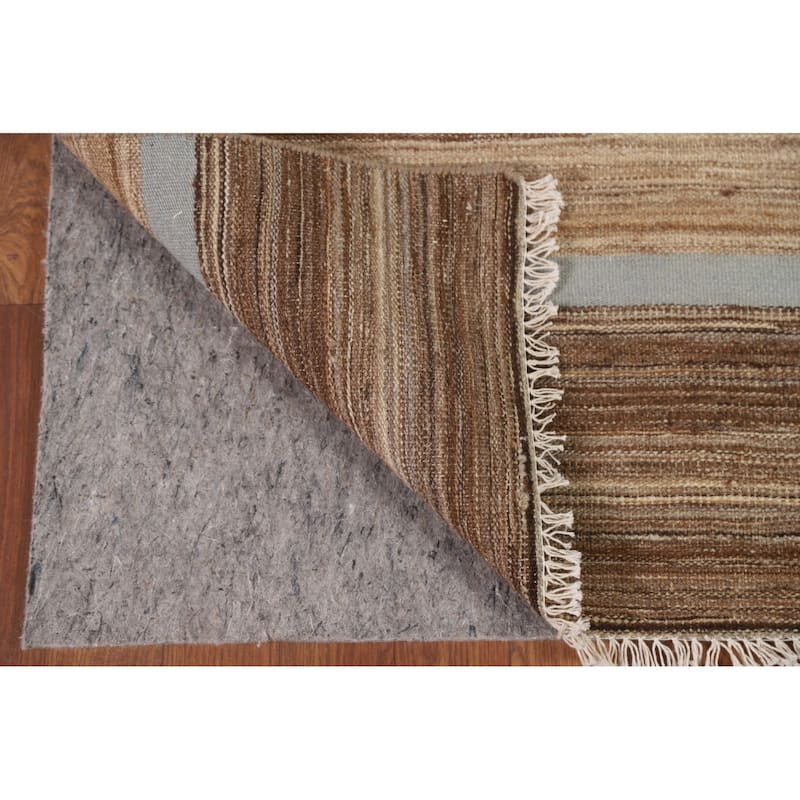 Striped Kilim Modern Runner Rug Flat-weave Wool Carpet - 2'7" x 7'0"