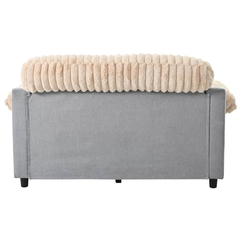 Roomfitters Chaise Lounge Sofa 65.25" Cloud Plush Upholstered Sofa Couch with Two Pillows, Cozy Living Room Furniture