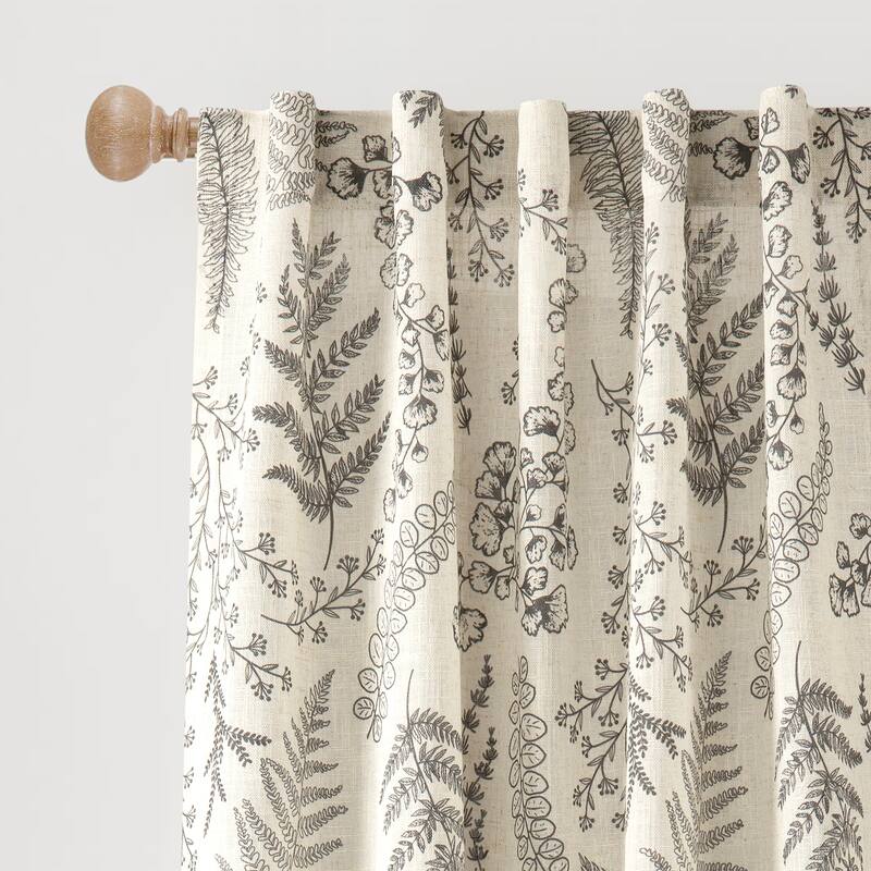 Lush Decor Botanical Dreams Window Curtain Panels Light Linen/Black Pair - 42x84