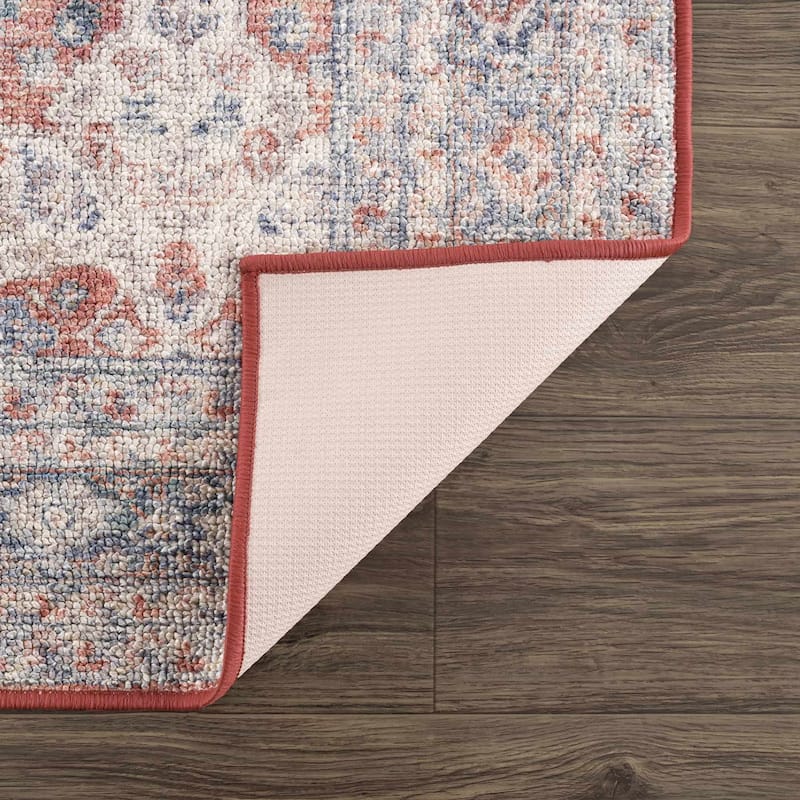 Reseca Oriental Traditional Vintage Distressed Machine Washable Area Rug