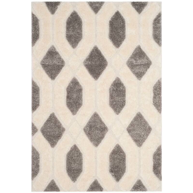 SAFAVIEH Memphis Shag Dorothe 1.2-inch Thick Rug - 6'7" Square - Grey/Cream