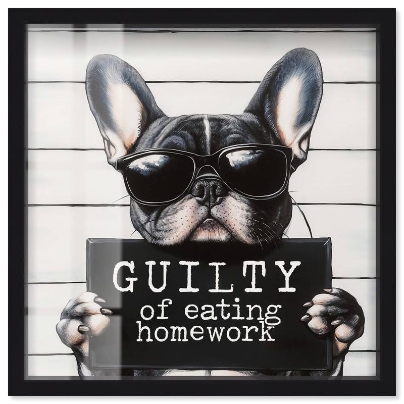 Guilty of Eating Homework Shadowbox by Art Remedy - Black - 12" x 12"