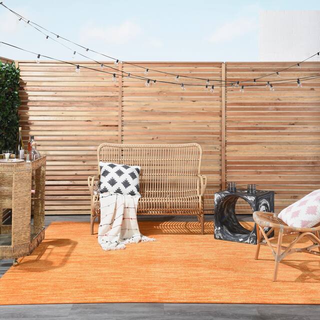 Nourison Essentials Solid Contemporary Indoor/ Outdoor Area Rug - 9' Square - Sunburst