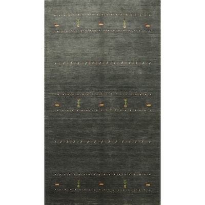 Hand Knotted Oriental 100% Wool Carpet Tribal Animal Pictorial Greys & Charcoal Gabbeh Area Rug - 5' 9'' X 3' 8''
