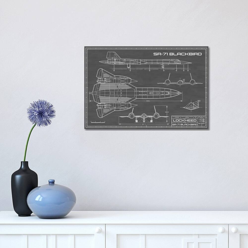 iCanvas "SR-71 Blackbird Spy Plane In Black" by Action Blueprints Canvas Print