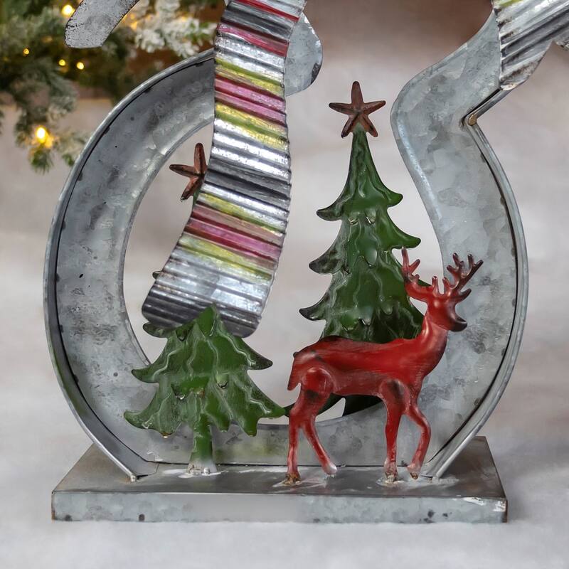 Set of 2 Galvanized Cookie Cutter Snowmen - 17.5" L x 8.7" W x 30" H