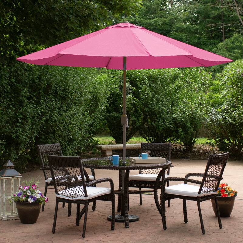 9ft Outdoor Patio Market Umbrella with Hand Crank and Tilt