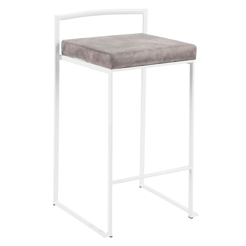 Porch & Den Forrest White Stackable Fully Welded Counter Stool (Set of 3)