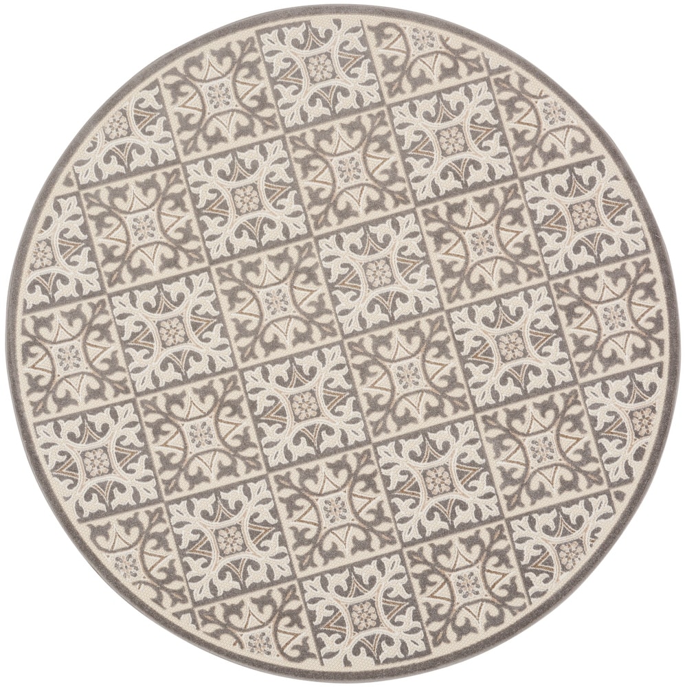 Nourison Aloha Indoor/outdoor Grey Geometric Area Rug