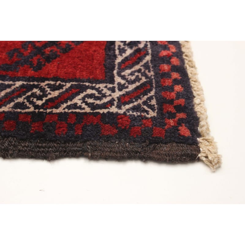 ECARPETGALLERY Hand-knotted Baluch Red Wool Rug - 3'10 x 7'7