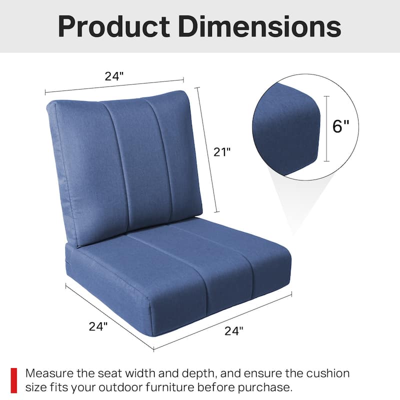 Ivora 24" W x 24" D x 6" T Water & Fade Resistant Outdoor Lounge Chair Replacement Cushion Set