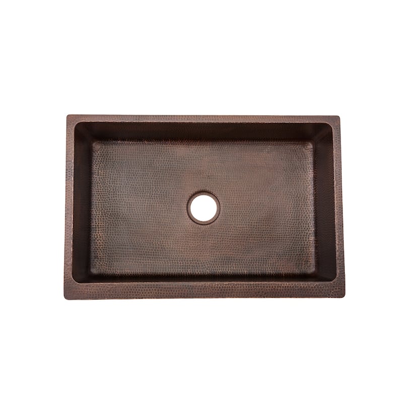 30-in Hammered Copper Kitchen Apron Single Basin Sink w/ Barrel Strap Design with Accessories (KSP3_KASDB30229BS)