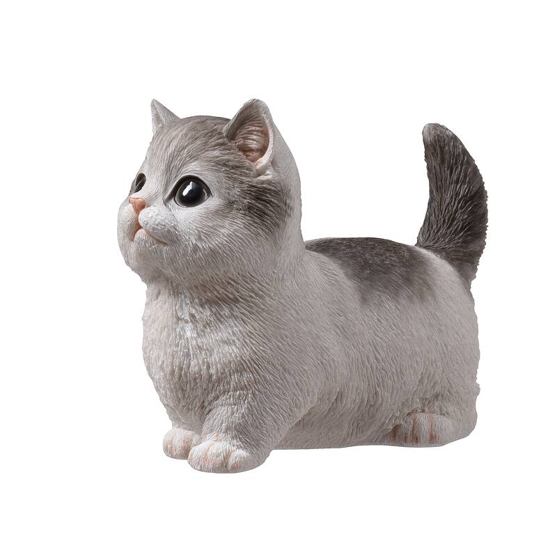 Sitting Cat Kitten Statue-Gray
