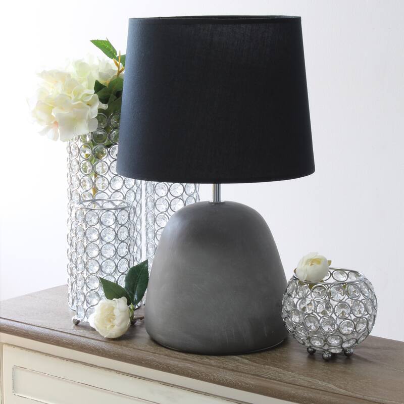 16.5 in. Gray Finish Table Lamp with Black Shade, Sturdy Table Lamp for Living Rooms and Bedrooms
