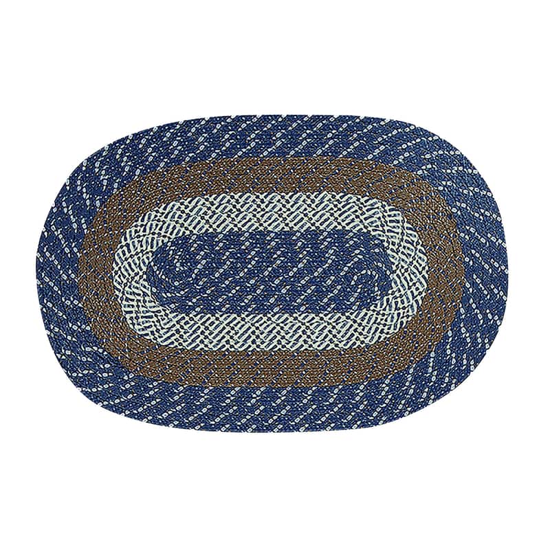 Better Trends Country Braid Reversible Area Rug - 20" x 30" Oval - Chambray Stripe