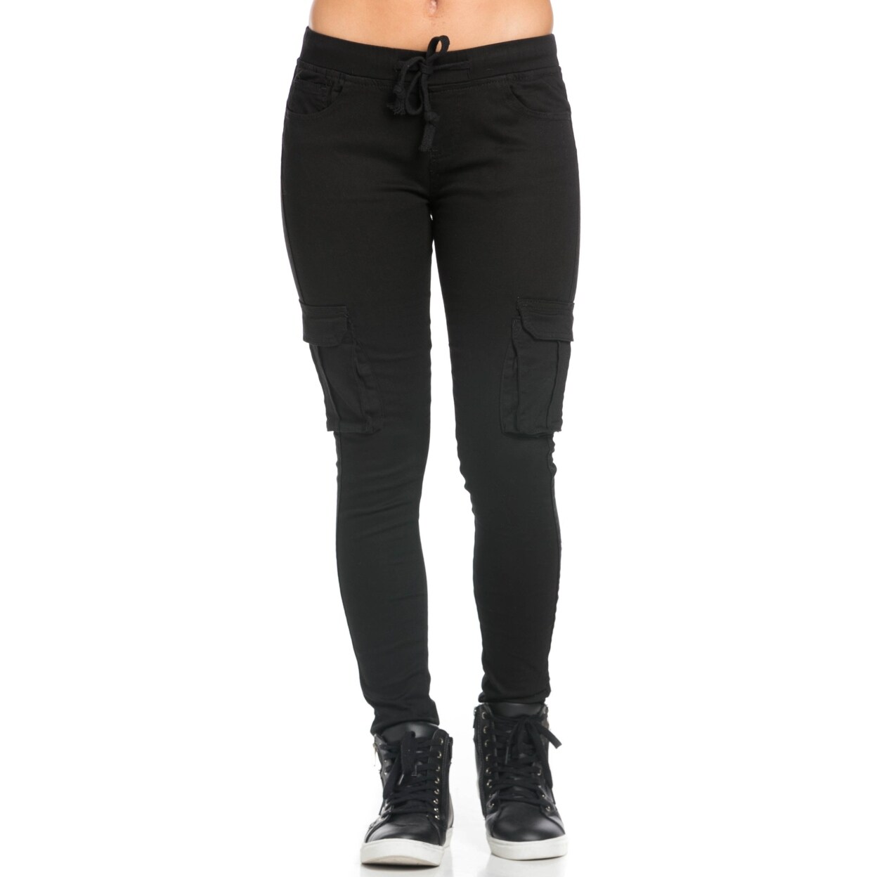 skinny black cargo pants womens