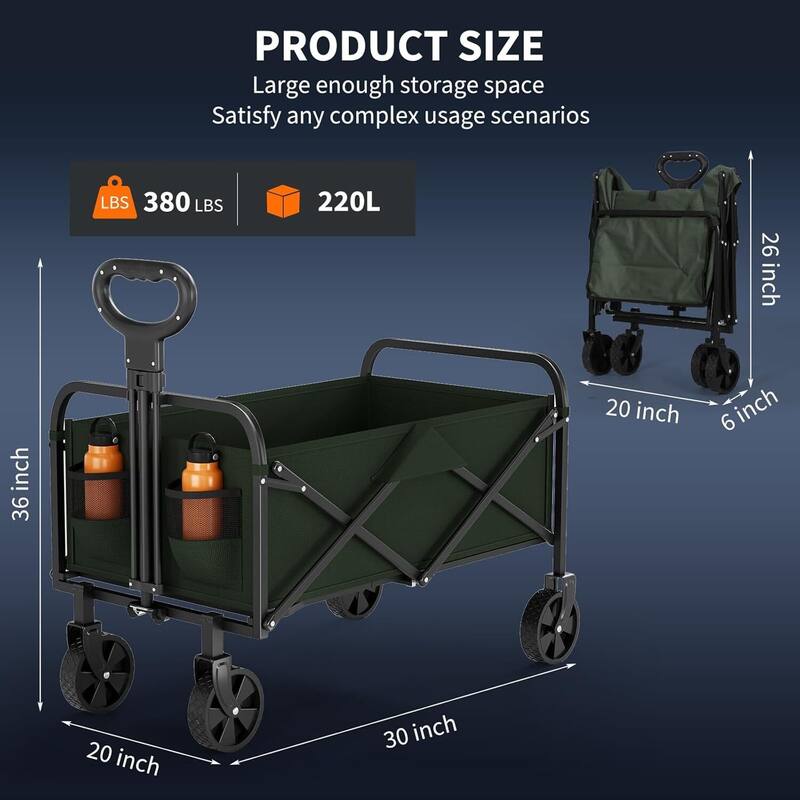 Foldable 380LBS Capacity Utility Heavy Duty Wagon Camping Cart