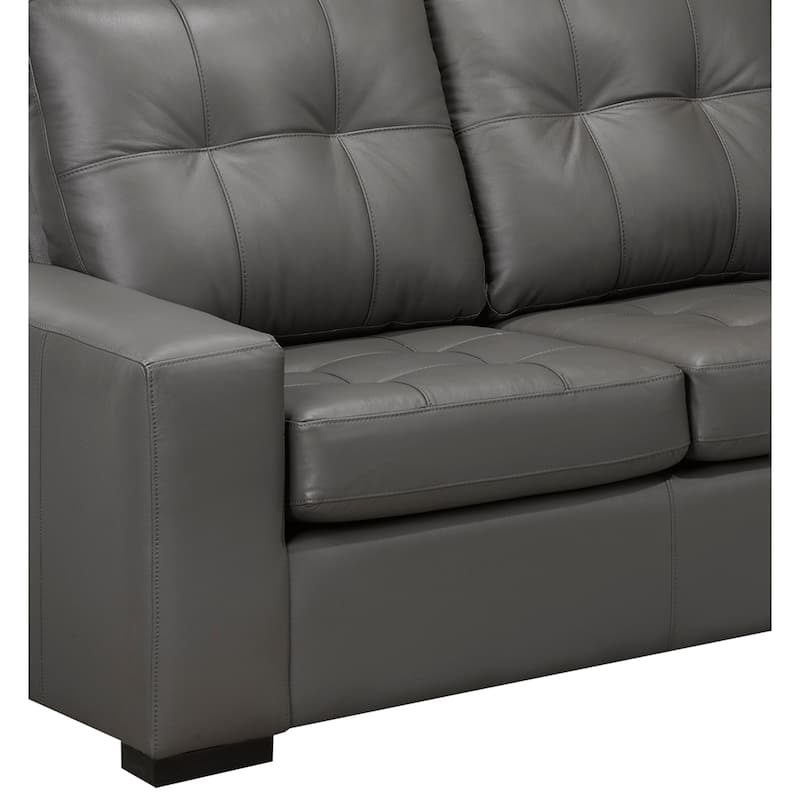 Liam Top Grain Leather Tufted Sectional Chaise Sofa