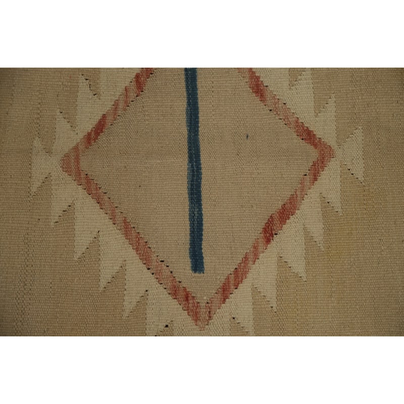 Hand Woven Oriental 100% Wool Carpet Southwestern Tribal Beige & Ivories Kilim Area Rug - 9' 10'' X 6' 7''