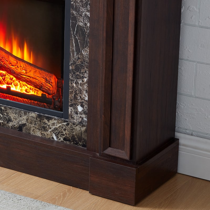 GDFStudio - Hearthstone Traditional Storage Electric Fireplace with Mantel and Realistic LED Flame