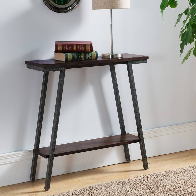 Leick Home Mixed Metal and Wood Hall Console Sofa Table - Bronze