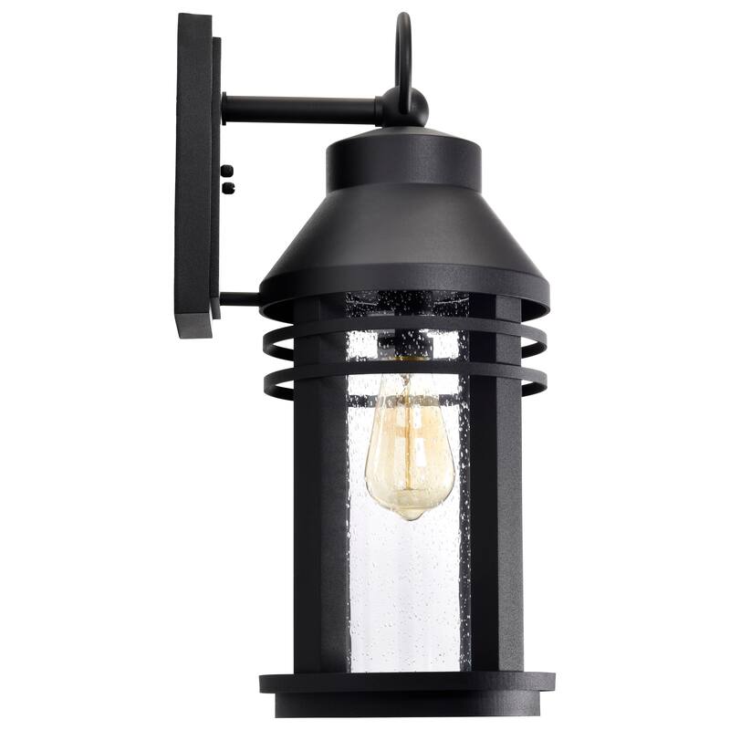 Wilton 1 Light Large Wall Lantern Matte Black with Clear Seeded Glass
