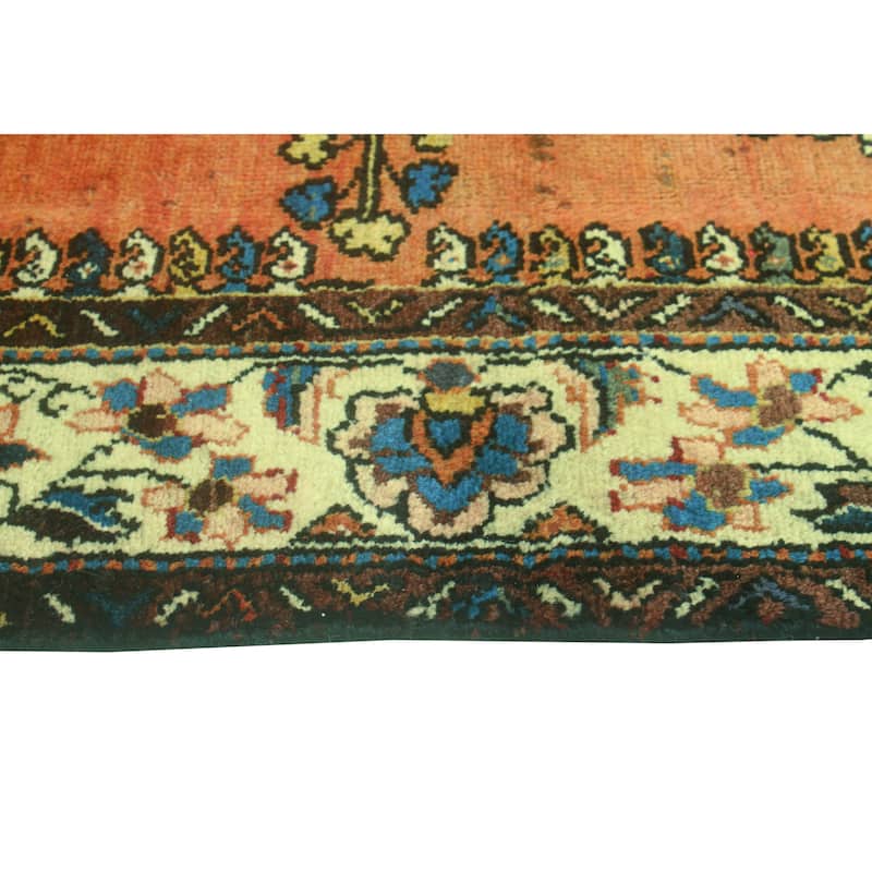 Fine Vintage Distressed Nouman Orange/Turquoise Runner - 3'3" x 9'11"