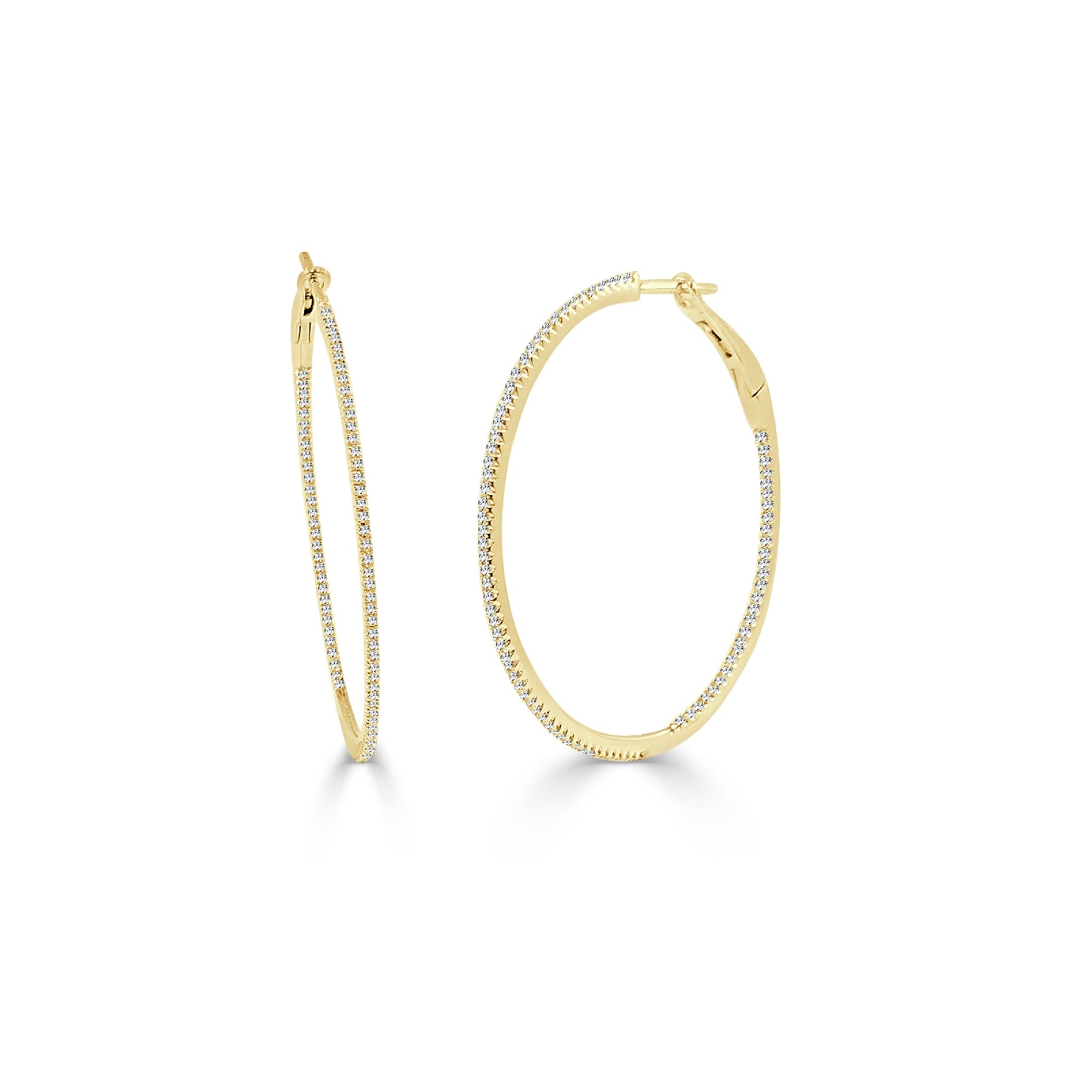 Joelle Collection Inside Out Diamond Round Hoop Earrings 1.5" 14K Gold 5/8ct TDW Earring's