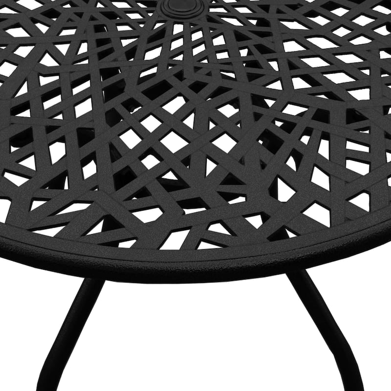Modern Outdoor Mesh 48-in Aluminum Round Patio Dining Table - N/A