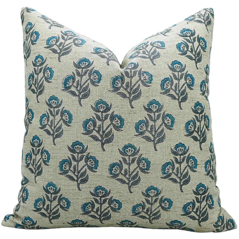 Linen Farmhouse Block print pillow Cover - Baelpatra