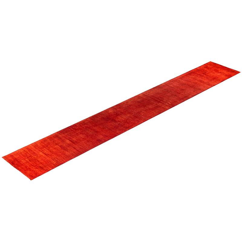 Contemporary Overdyed Wool Hand Knotted Runner - 2' 9" x 17' 10"