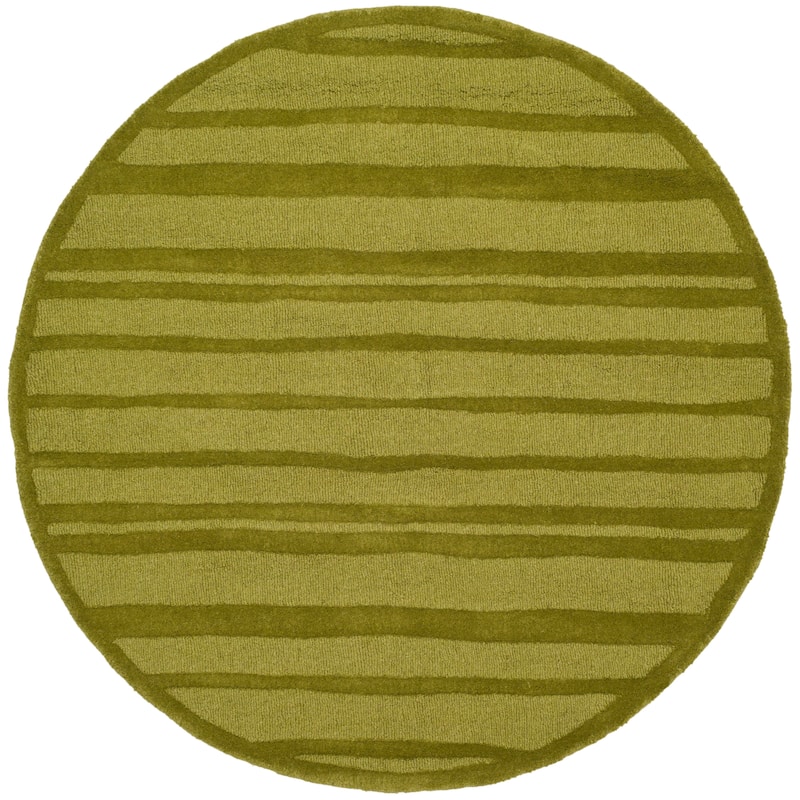 Martha Stewart by SAFAVIEH Freehand Stripe Wool Rug - 8' Round - Mossy Rock