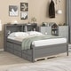 preview thumbnail 3 of 21, Full Bed with Twin Trundle, Drawers & Headboard Bookcase - Compact Design
