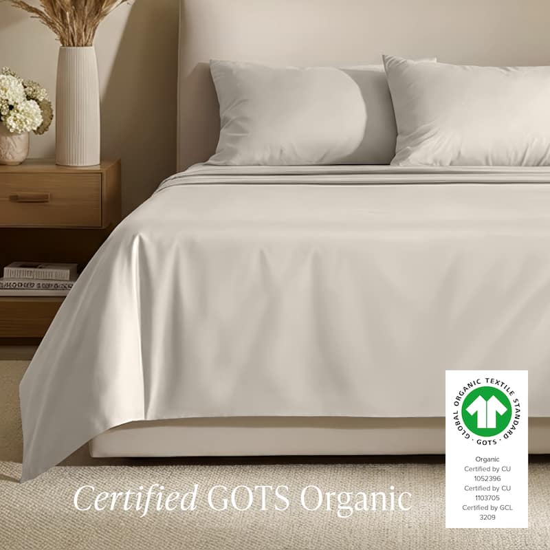 Bare Home Organic Cotton Sheet Set - Silky Smooth Sateen Weave