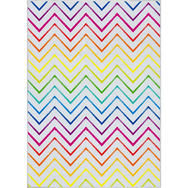 Crayola Zig Zag Multicolor Chevron Area Rug By Well Woven