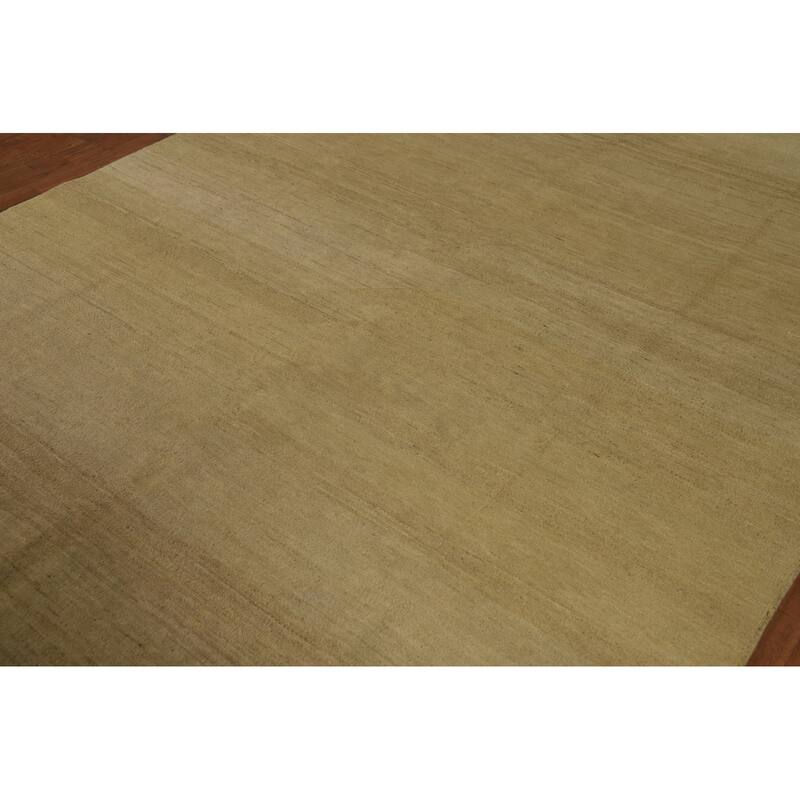 Contemporary Gabbeh Oriental Area Rug Handmade Green Wool Carpet - 6'5" x 9'7"