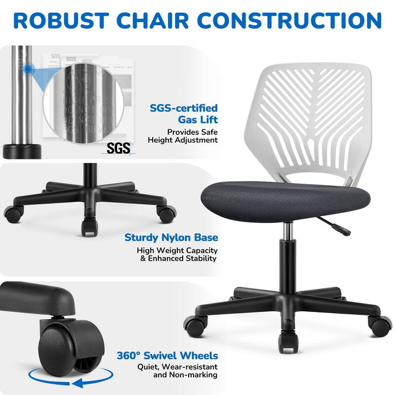 Yaheetech Adjustable Armless Office Chair Swivel Computer Study Chair