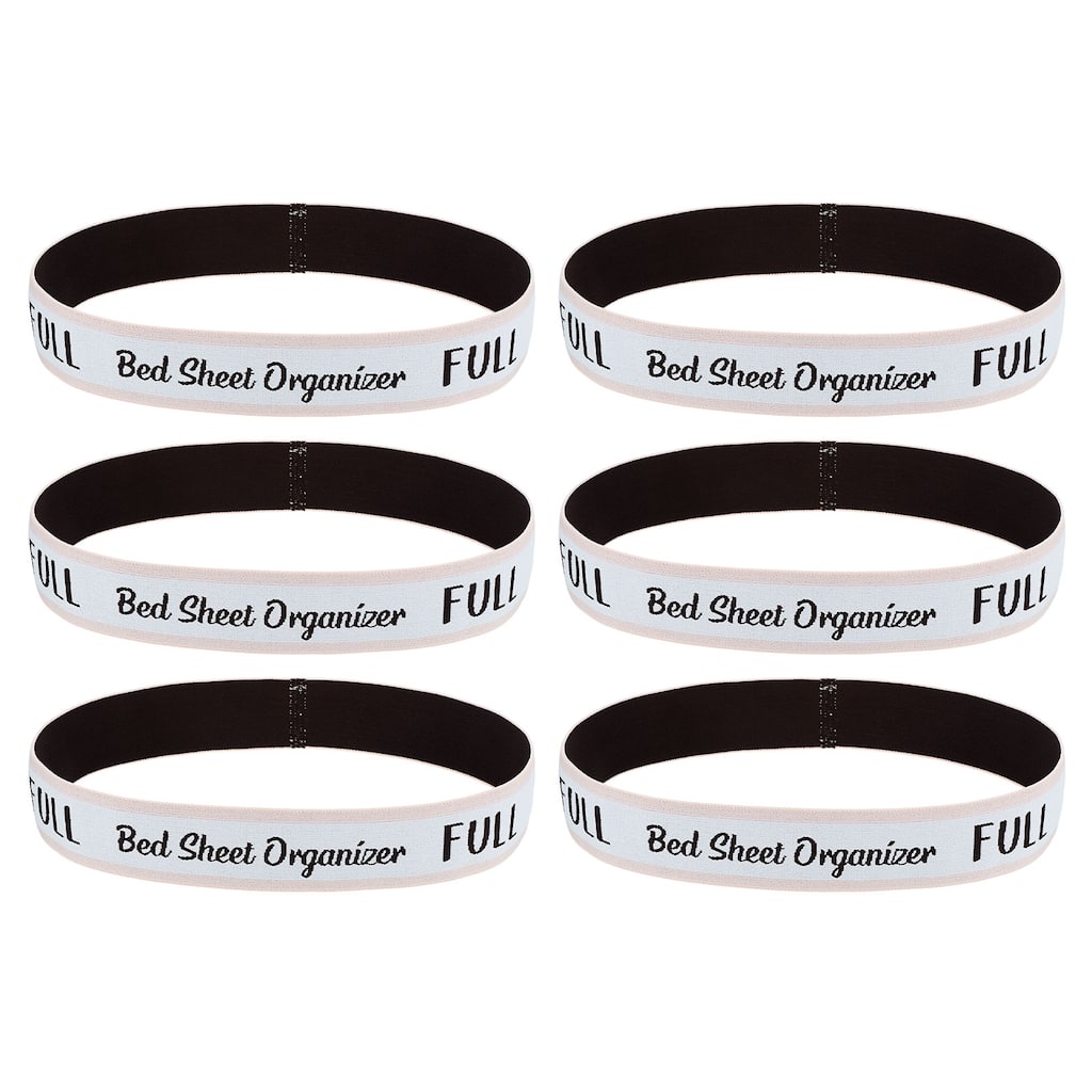 Bed Sheet Organizer Bands 325x40mm Storage Bands, Pink/White, FULL - Pink/White