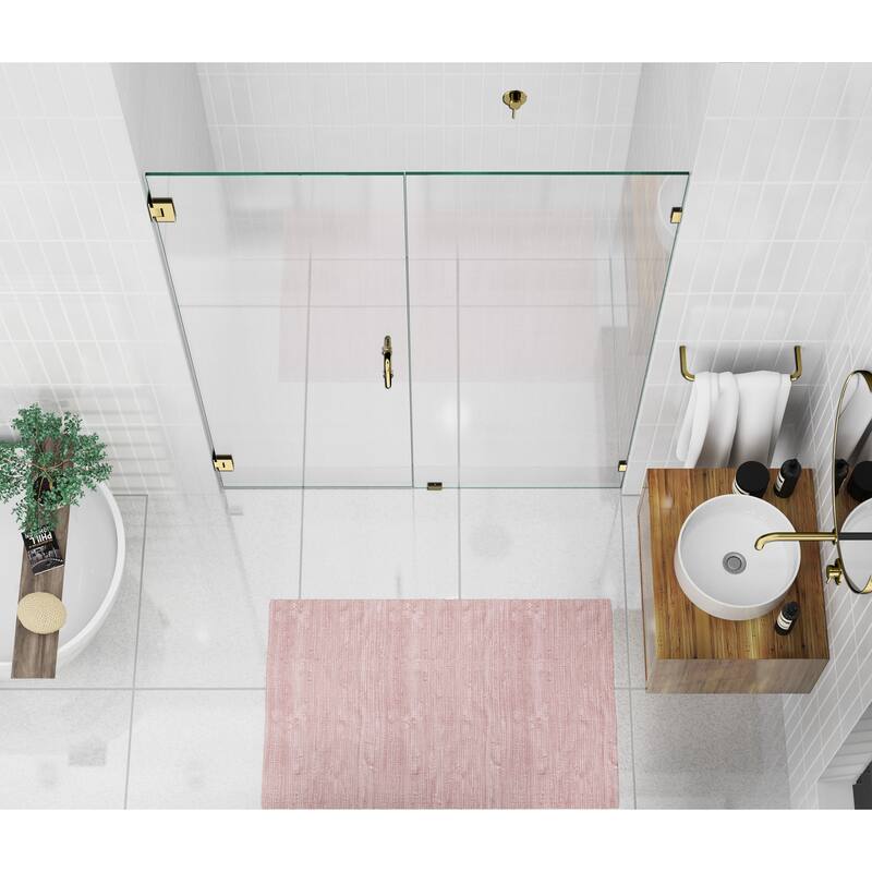 Glass Warehouse 78" x 59.5" Frameless Shower Door - Wall Hinge