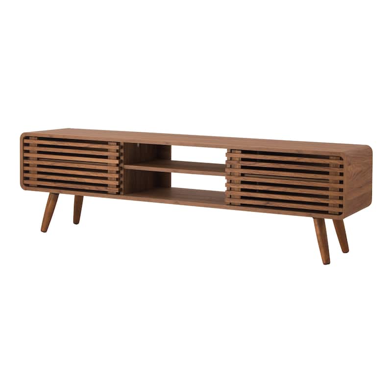 NPD Furniture Wilson 58 Inch Slat Low TV Stand - Walnut
