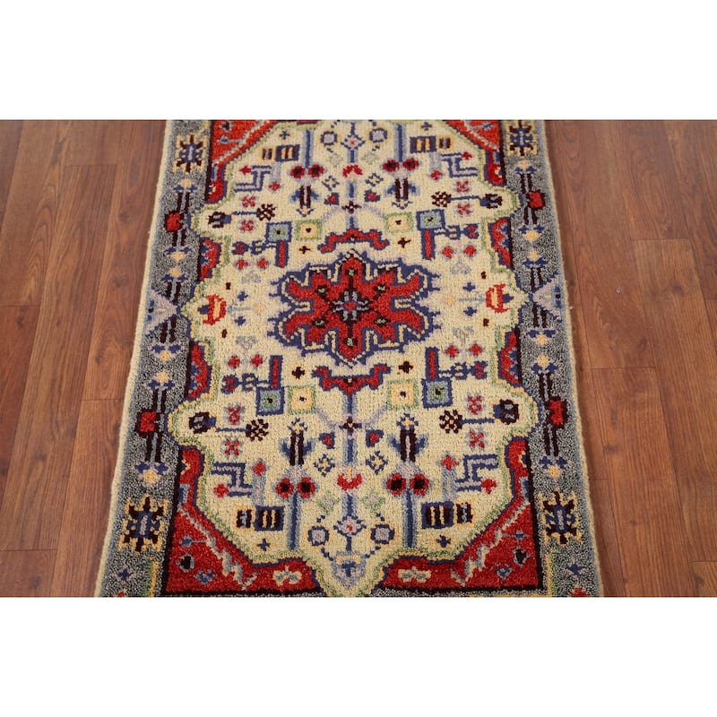 Geometric Kazak Indian Accent Rug Handmade Wool Carpet - 2'0" x 3'0"
