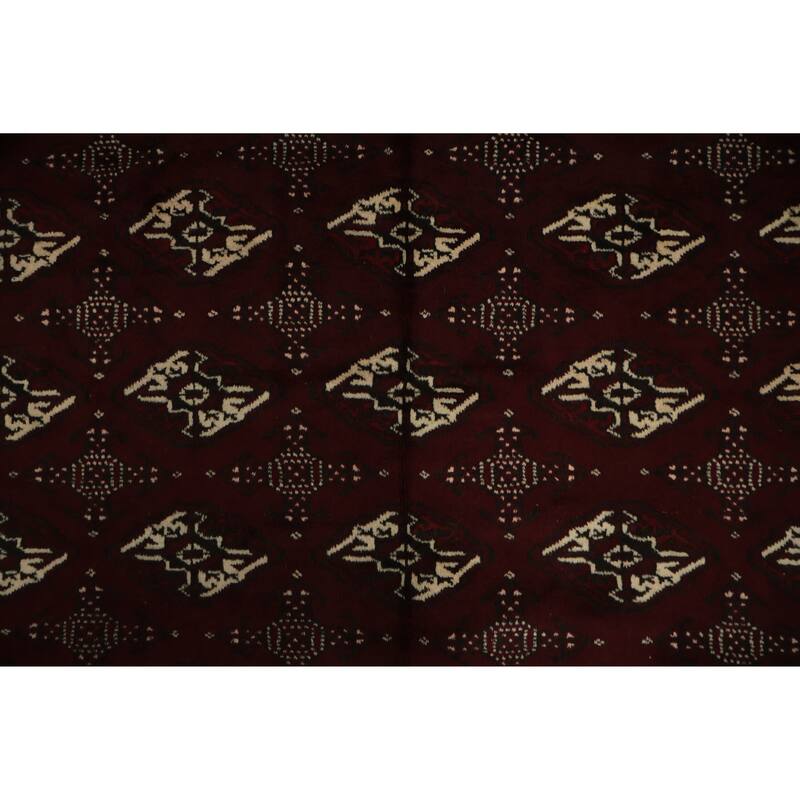 Hand Knotted Oriental 100% Wool Carpet Traditional All-Over Red Turkoman Area Rug - 12' 1'' X 7' 0''