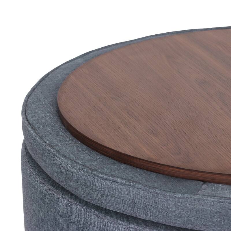 Maypex 32" Tufted Round Storage Cocktail Ottoman